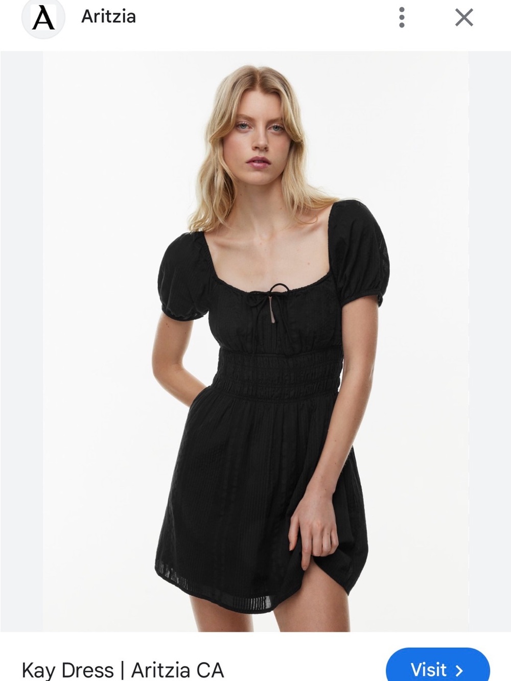 Little Moon Black Puff-Sleeve Mini Dress